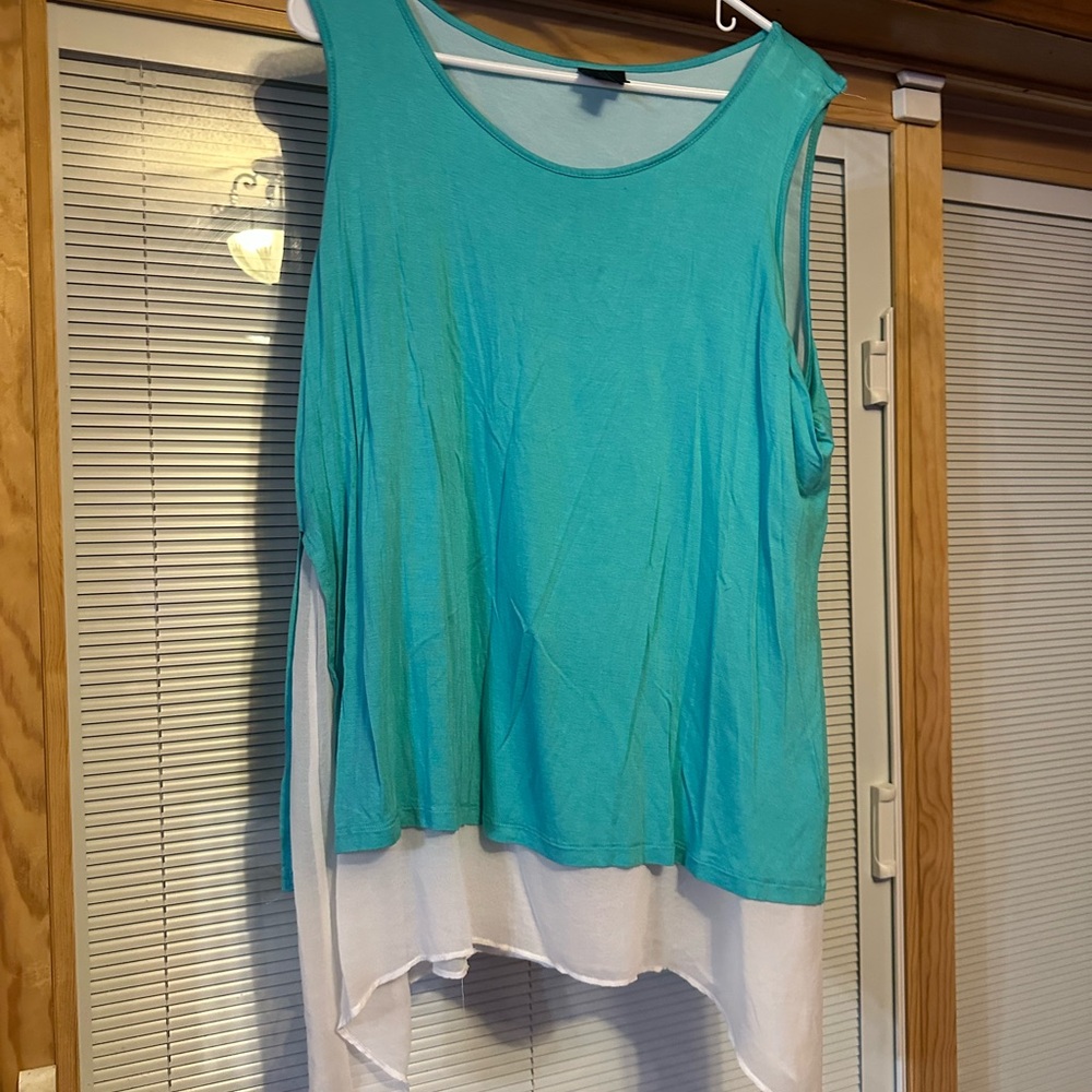 Worthington Teal and White Tank Top